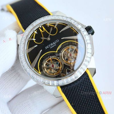 2025 New Jacob and Co Gotham City Tourbillon Automatic Stainless Steel Watch with Diamonds